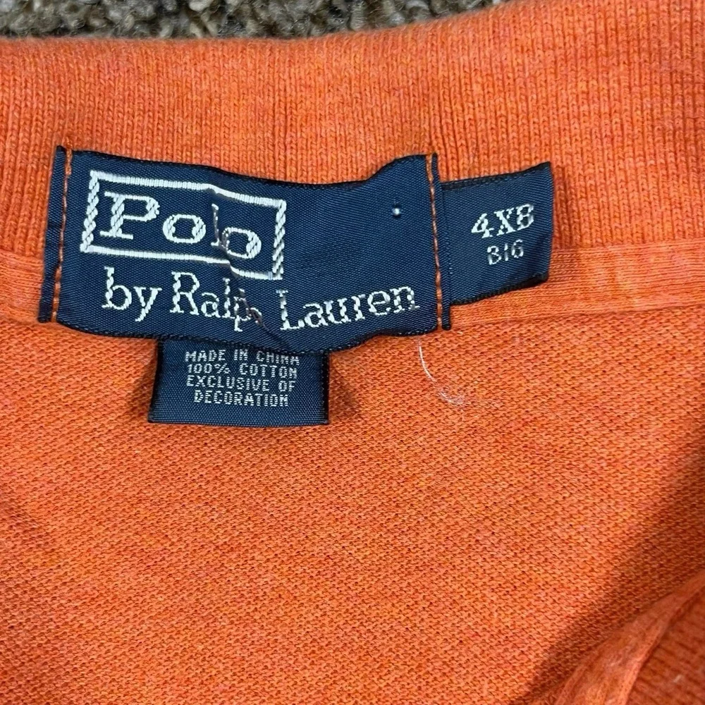 Ralph Lauren Polo Shirt Men's Sz 4XB Orange Pony Logo Casual‎ Rugby Preppy